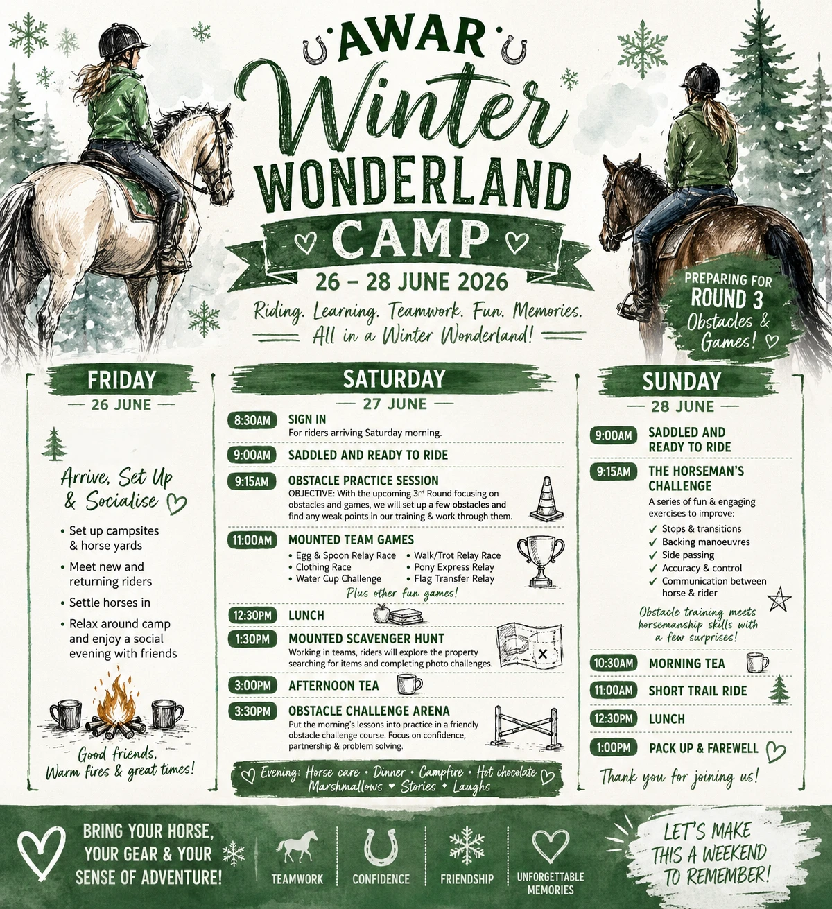 Event flyer for Winter Wonderland camp 2026