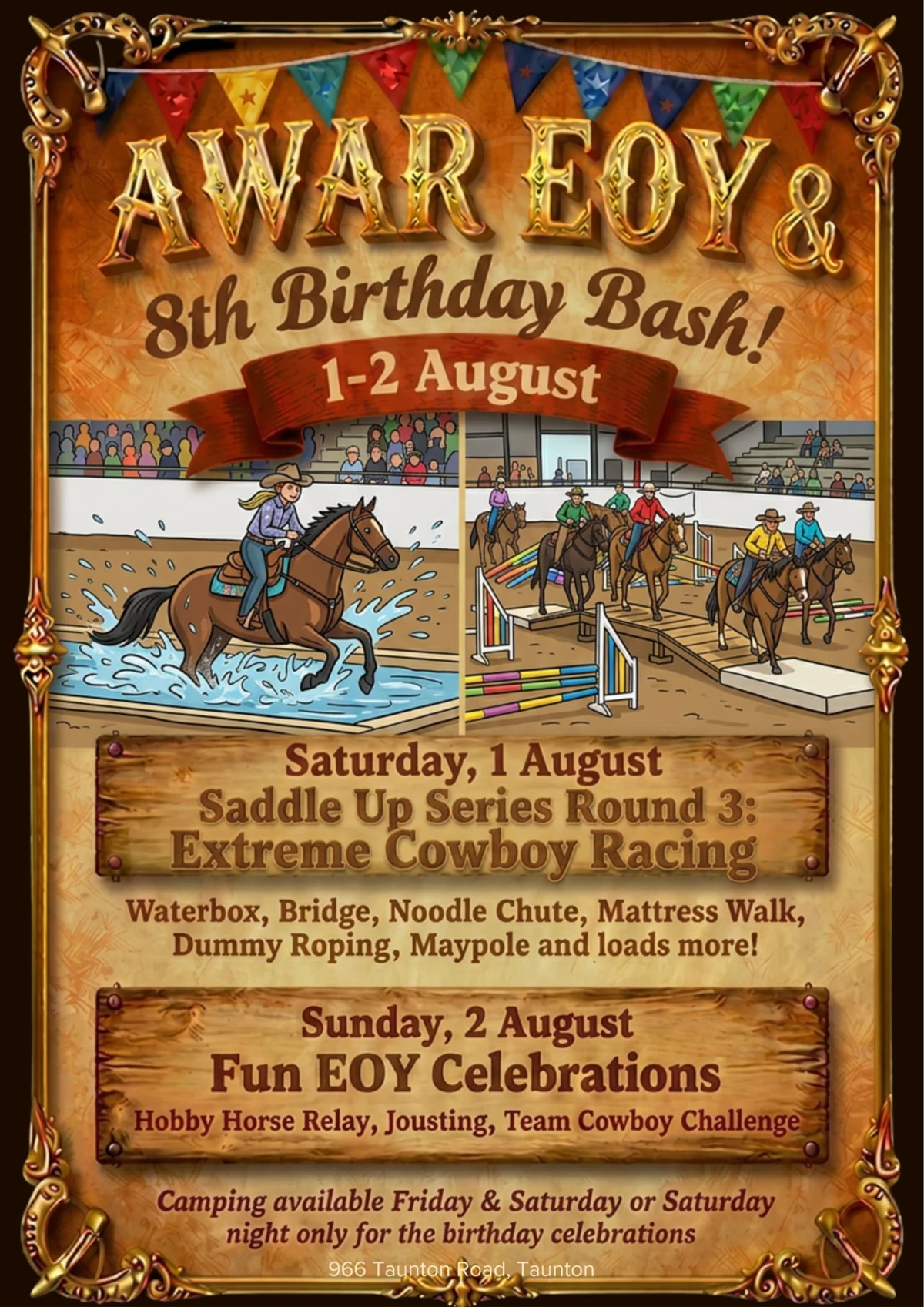 Event flyer for Round 3 Triple Crown Saddle Up Series - Obstacles