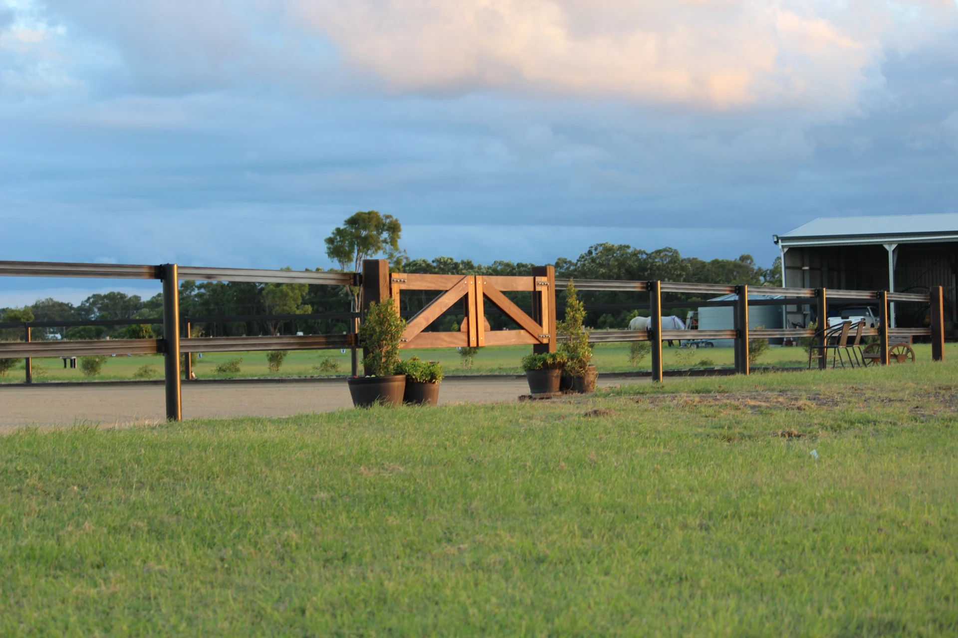 Gate into the grass dressage arena