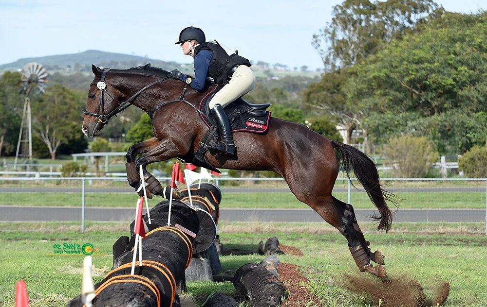 Jumping a cross-country fence
