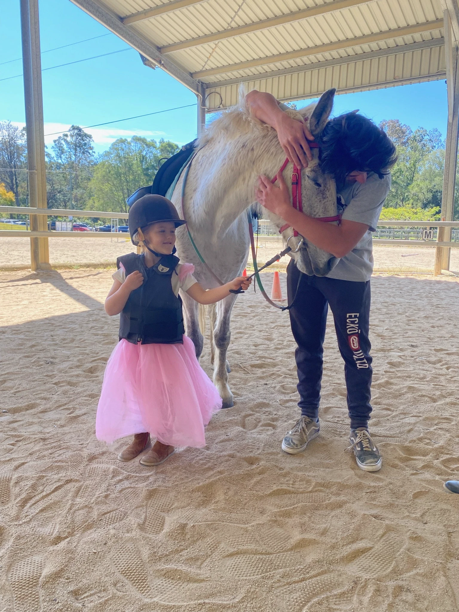 A birthday guest with a pony