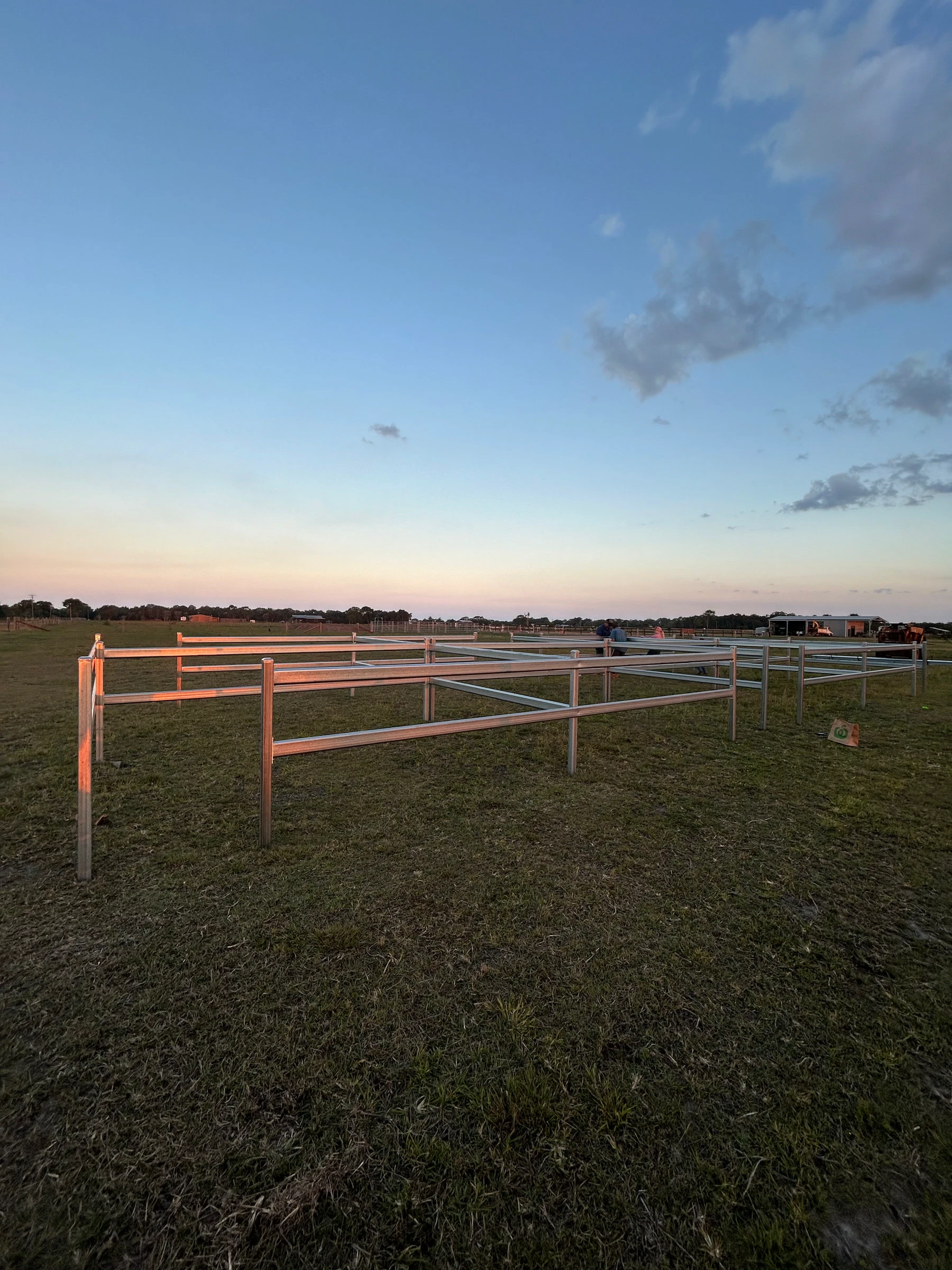 Cattle-rail day yards at sunset