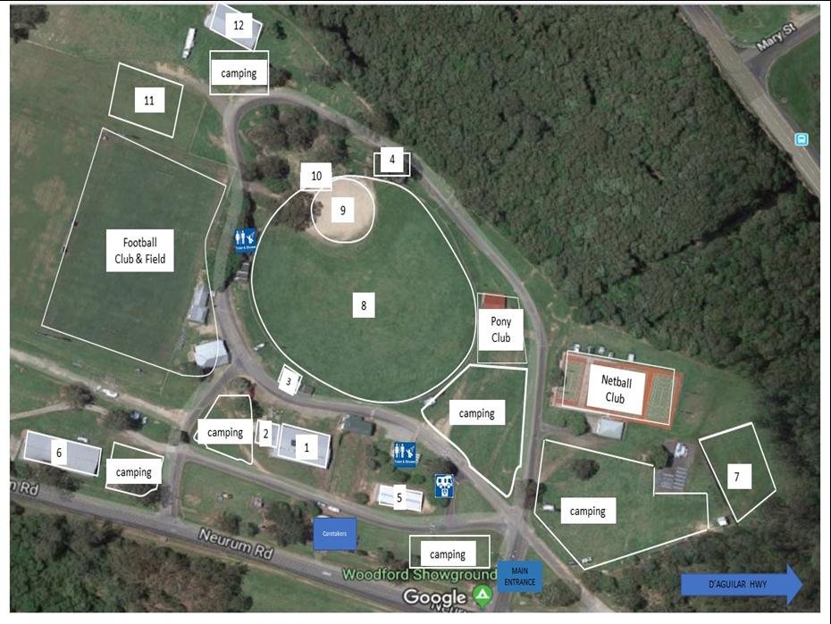 Woodford Showgrounds venue map