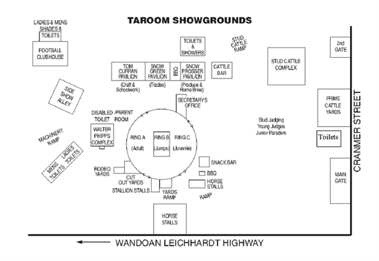 Taroom Showgrounds venue map